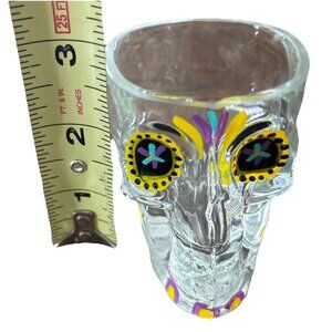 SKULL  glass Day of the Dead Sugar Skull~ Hand Painted 3”